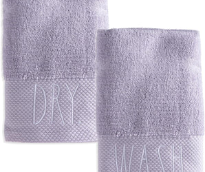 Rae Dunn Hand Towels, Embroidered Decorative Hand Towel for Kitchen and Bathroom, 100% Cotton, Highly Absorbent, Two Pack, 16x28, Embroidered WASH/Dry